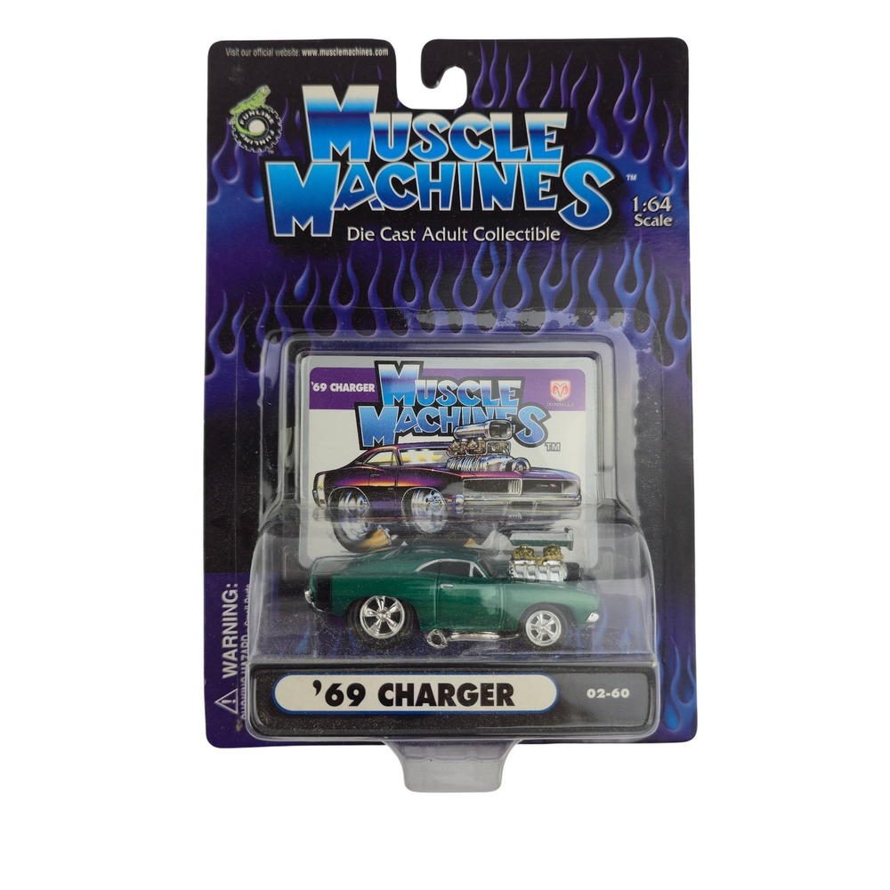 Muscle Machines 1969 Dodge Charger Diecast Car 1:64 Green 02-60 New